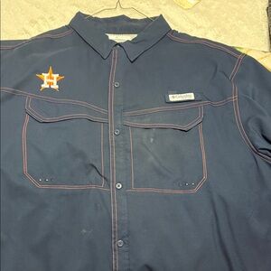 Columbia Dark Blue Work Shirt with Embroidered Logo